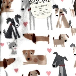 PETS - Cynthia Rowley -  ’Dogs & Hearts’ Oversized Throw 60”x 70” NWT. Firm!